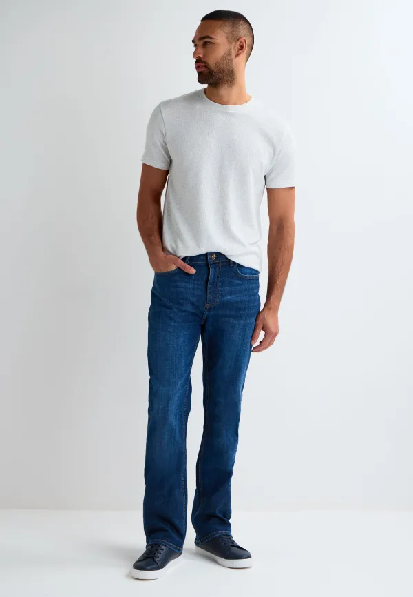 Mens Mid Blue Plain Bootcut Jeans
