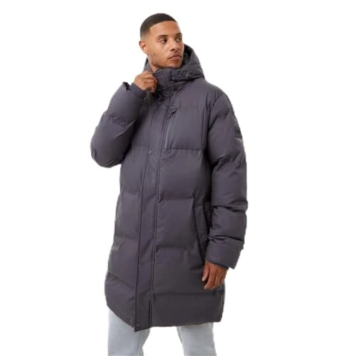 Mens Mid Length Puffer Jacket Outerwear Top Shark Grey M