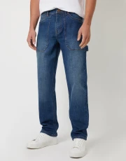 Men's Mid Wash Stretch Straight Leg Carpenter Jeans