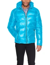 Men's Midweight Puffer Jacket Down Alternative Coat, Sky, L Men's Midweight Puffer Jacket Down Alternative Coat, Sky, L