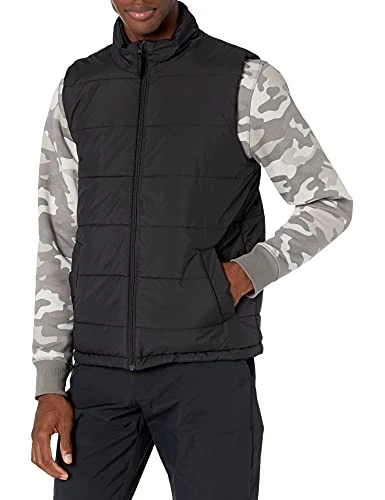 Men's Midweight Puffer Vest, Black, L