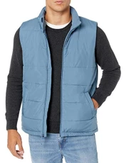 Men's Midweight Puffer Vest, Light Blue, L Men's Midweight Puffer Vest, Light Blue, L