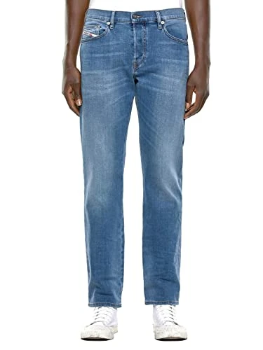 Mens Mihtry Straight Jeans Five Pocket Design Mid Blue 34W / 34L