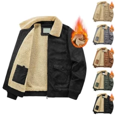 Men's Military Jacket Bomber Jacket Tactical Warm Fleece Winter Coat Lumberjack Jacket Mens Windbreaker Thick Lapel Collar Combat Mens Jackets Smart Casual Cargo Jacket(Black,XXL)