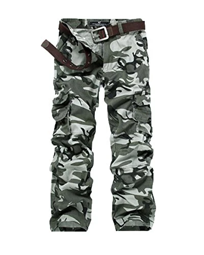 Men's Military Wild Combat Loose Cotton Cargo Multi-Pocket Pants Casual Trousers Combat Training Pan