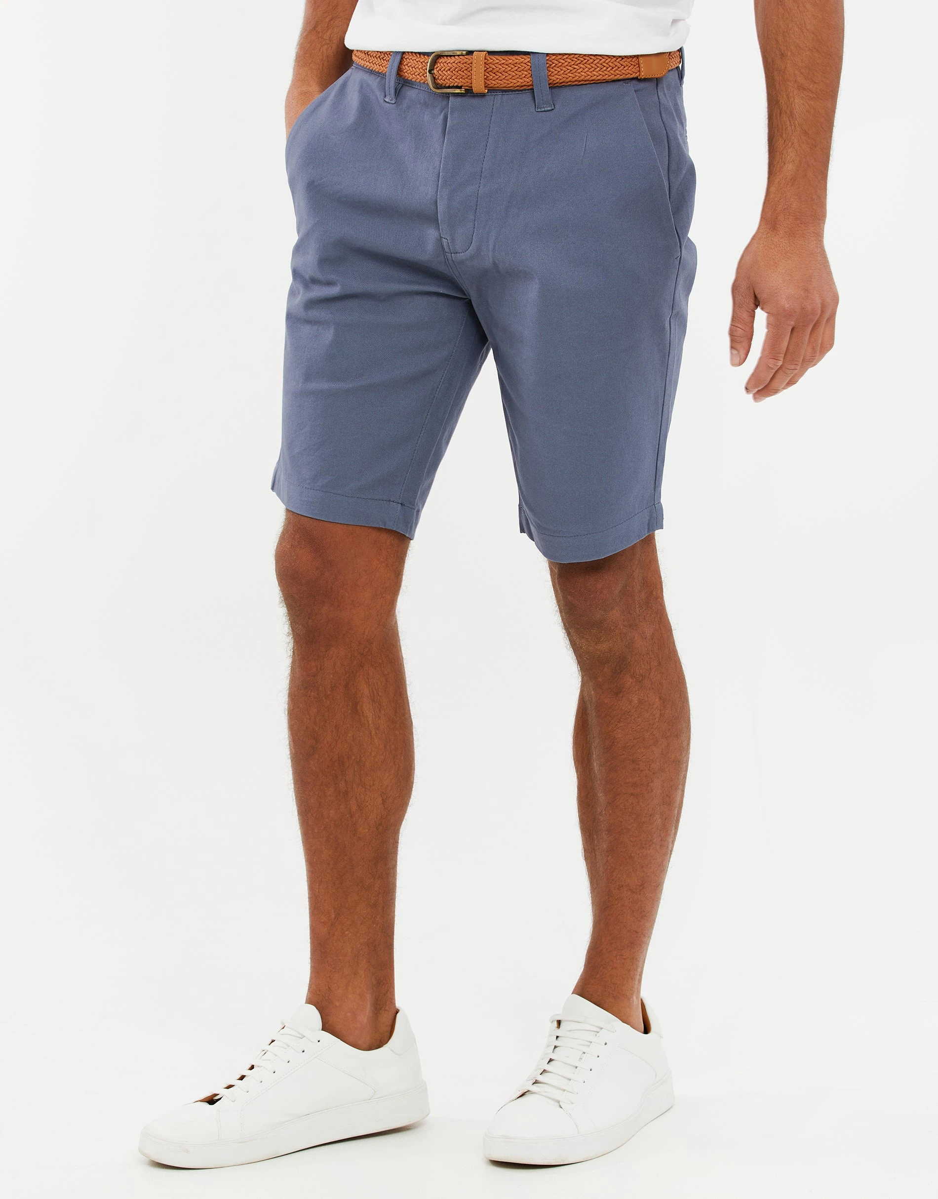 Men's Misty Blue Belted Chino Shorts