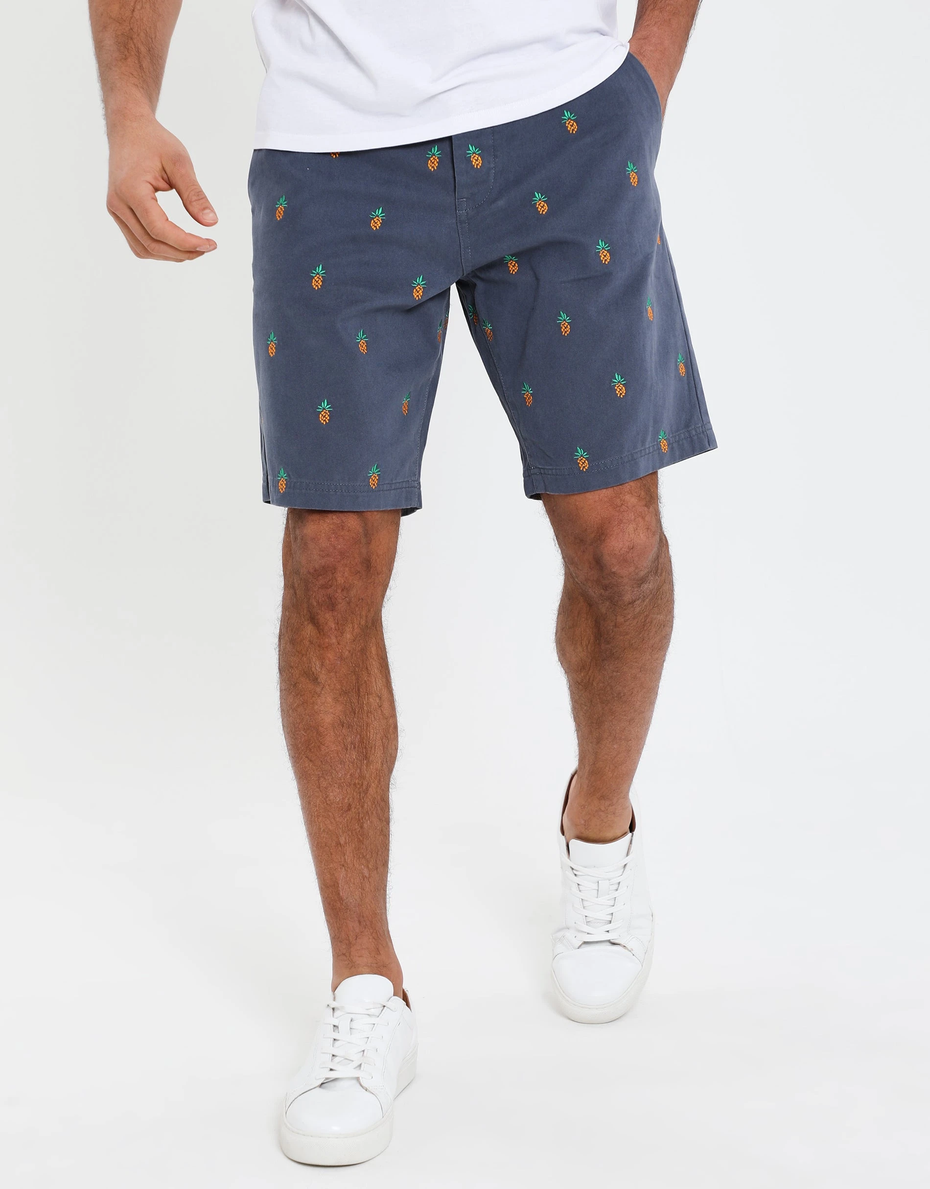 Men's Misty Blue Pineapple Print Chino Shorts