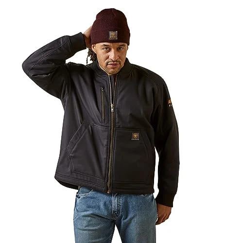 Men's MNS Rebar Stretch Canvas Bomber JKT Blac Coat, Black, XXL Tall