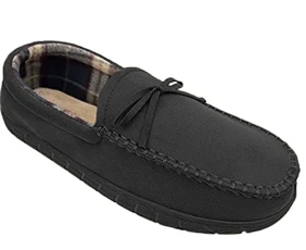 Men’s Moccasin Heritage Slipper, Black, 12.5 UK