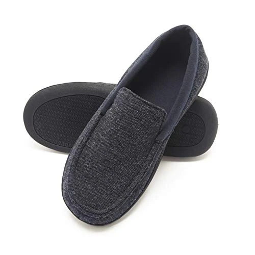 Men's Moccasin Mule, Navy Blue, Small UK