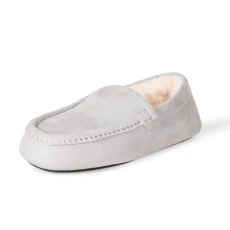 Men's Moccasin Slipper, Grey Microsuede, 7 UK