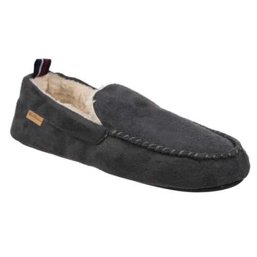 Mens Moccasin Slippers Grey 8 (42)