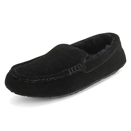 Mens Moccasins Australian Suede House Loafers Shoes Slippers - 11 - BLK45 YC0252