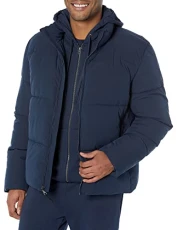 Men's Mock Neck Puffer (Available in Big & Tall), Navy, XL Men's Mock Neck Puffer (Available in Big & Tall), Navy, XL