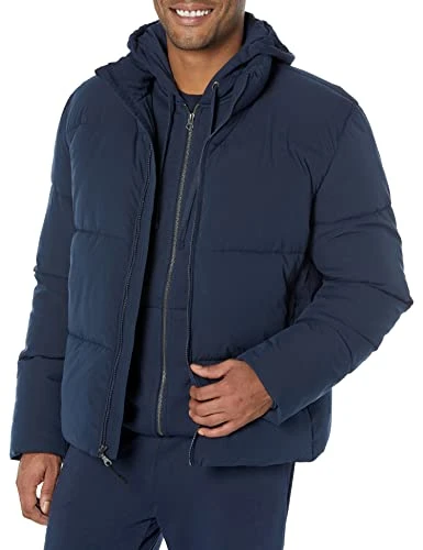 Men's Mock Neck Puffer (Available in Big & Tall), Navy, XL