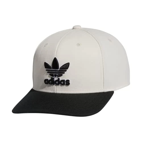 Men's Modern High Crown Structured Pre-Curve Brim Snapback Adjustable Fit Hat, Wonder White/Black/White, One Size
