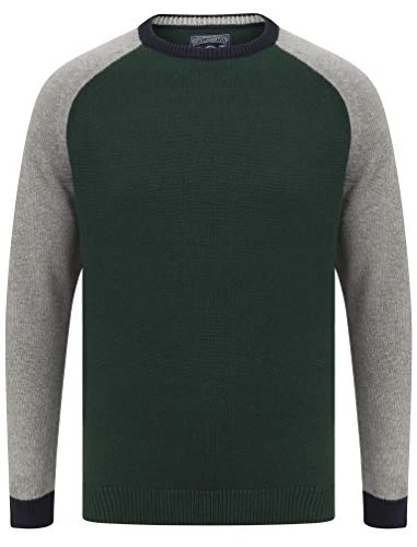 Men's Moffatt Crew Neck Raglan Sleeve Knitted Jumper Pine Grove - XL