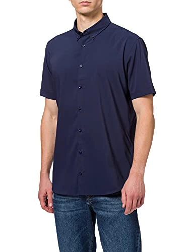 Men's Moisture Control Kurzarm Hemd Shirt, Blue, L