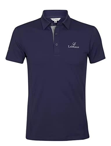 Men's Monsieur Polo in Navy with Button Fastening - Short Sleeve, Regular Fit T-Shirt - Lightweight