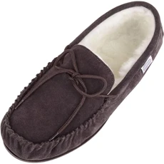 Men's Monty Suede Wool Rubber Sole Moccasins, Dark Brown 7 UK / 41 EU