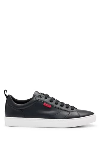 Mens Morrie Tenn Logo-Flag Trainers in Faux Leather Size 11 Black