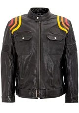Men's Motorrad Leather Jacket, Black, X-Large