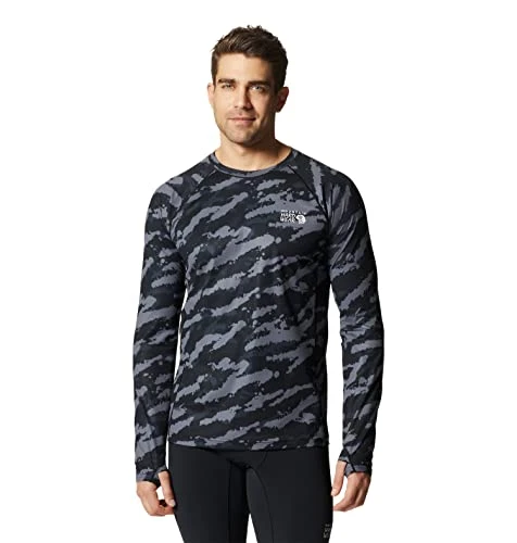 Men's Mountain Stretch Long Sleeve Shirt, Black Paintstrokes Print, Small