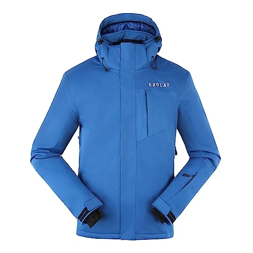 Men's Mountain Waterproof Ski Jacket Windproof Rain Jacket Winter Warm Snow Coat Acidblue L