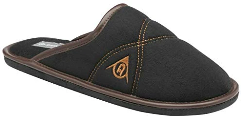 Mens Mule Slippers Soft Textile Comfy Cosy Slip On Warm Lining Outdoor Sole UK 6-13 (UK, Andrew Blac