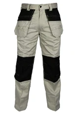 Mens Multi Pocket 2 Tone Combat Working Trouser Aduts Hard Wearing Outdoor Pants Beige 36W/29L