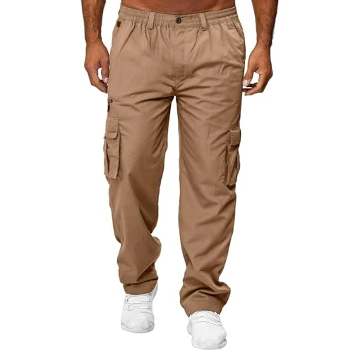 Men's Multi-Pocket Cargo Trousers Summer Outdoor Camping Baggy Cargo Pants Safety Combat Chino Slack