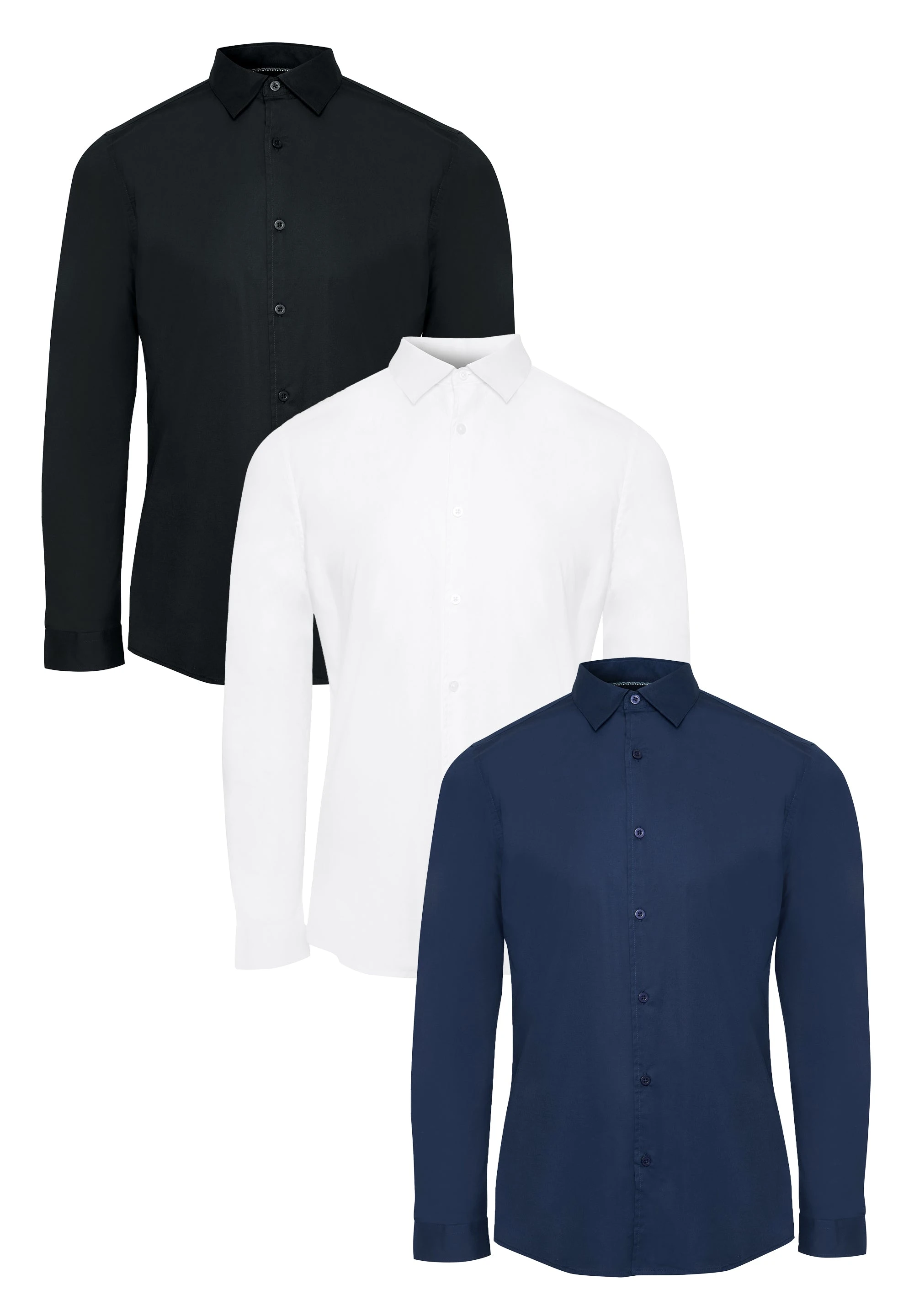 Men's Multi Stretch Cotton Poplin Long Sleeve Shirts (3 Pack)