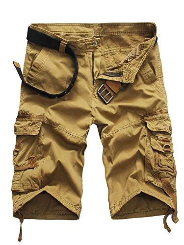 Men's Multiple Pockets Cargo Work Short Trousers Cotton Combat Shorts Pants Casual Summer Military S