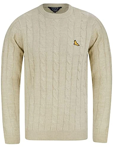 Men's Murph Cable Knit Crew Neck Jumper - Oatgrey Marl - XL