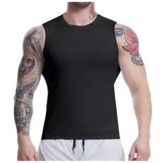 Mens Muscle Vest Sleeveless Top for Gym Running Fitness Shirts with Hooded Gym Tank top Men Pack Mens Leather Waistcoat Vest Mens Longline t Shirt v Neck (Black, L)