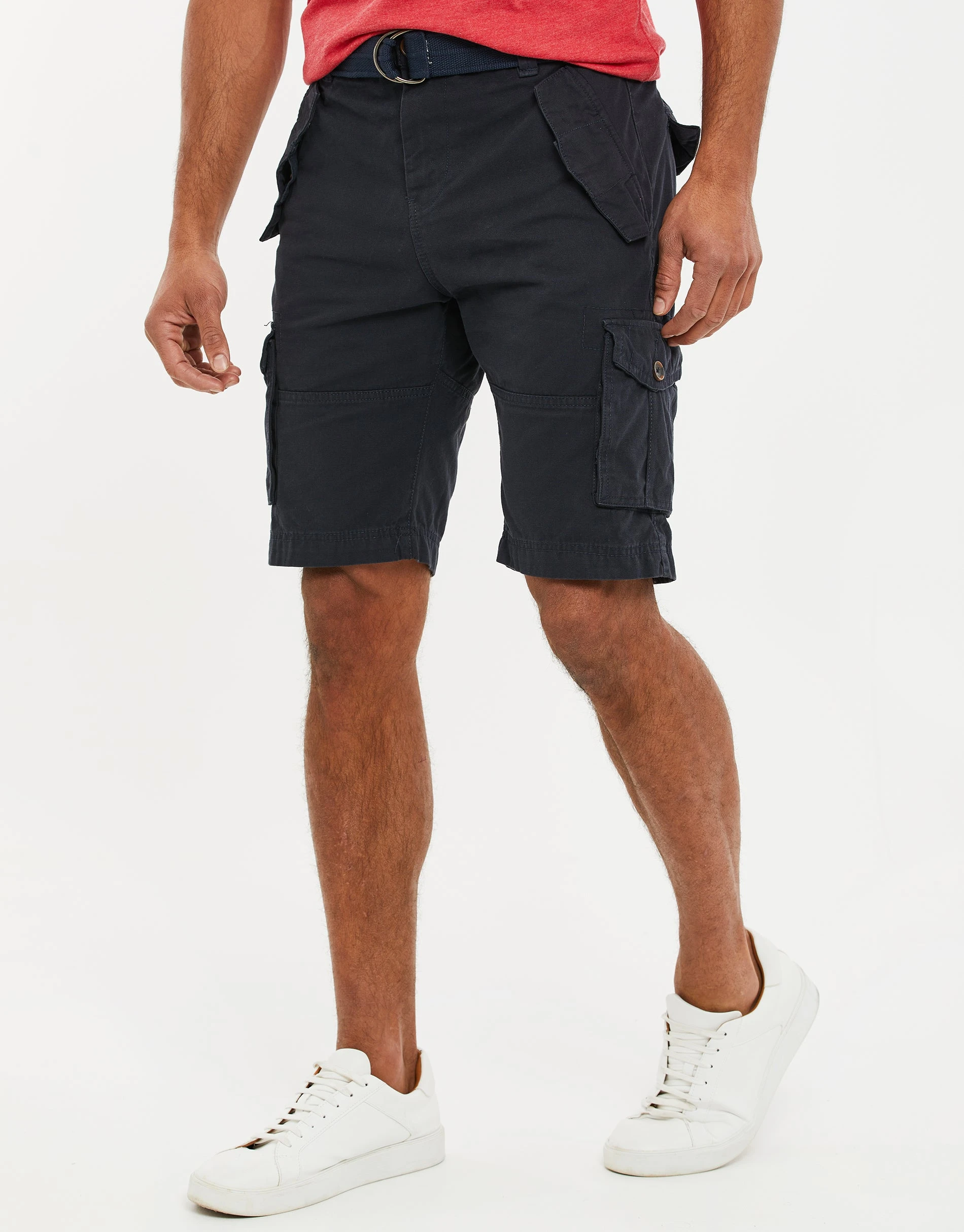 Men's Navy Belted Cargo Shorts