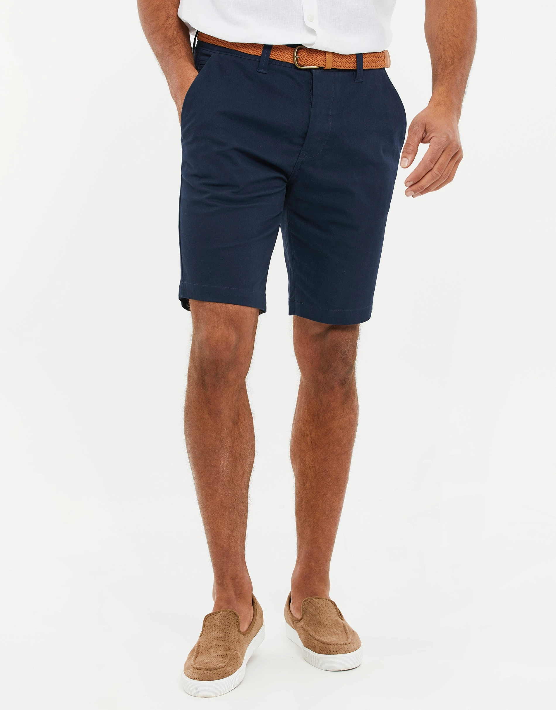 Men's Navy Belted Chino Shorts