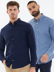 Men's Navy & Blue Cotton Long Sleeve Shirts (2 Pack)