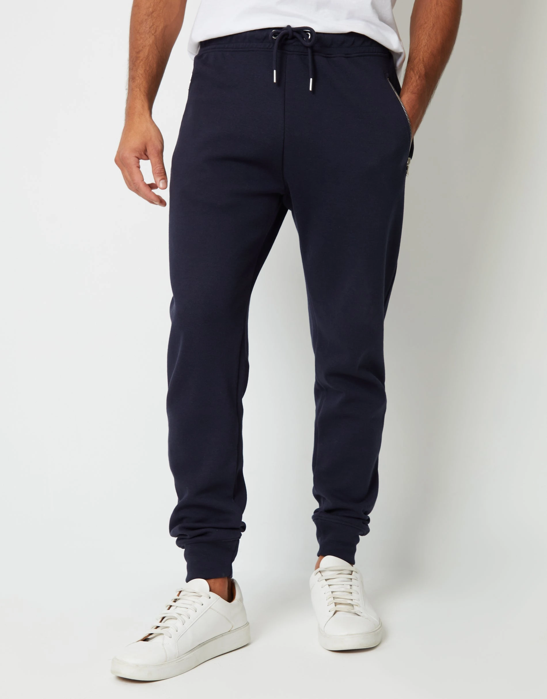 Men's Navy Cuffed Pique Joggers