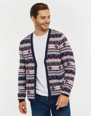 Men's Navy Fairisle Knitted Christmas Cardigan