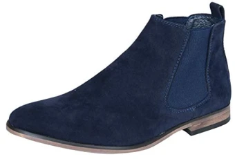 Mens Navy Italian Suede Chelsea Ankle Boots Smart Casual Desert Dealer Slip On 5