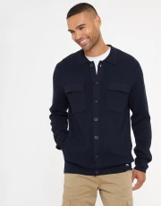 Men's Navy Knitted Long Sleeve Shirt