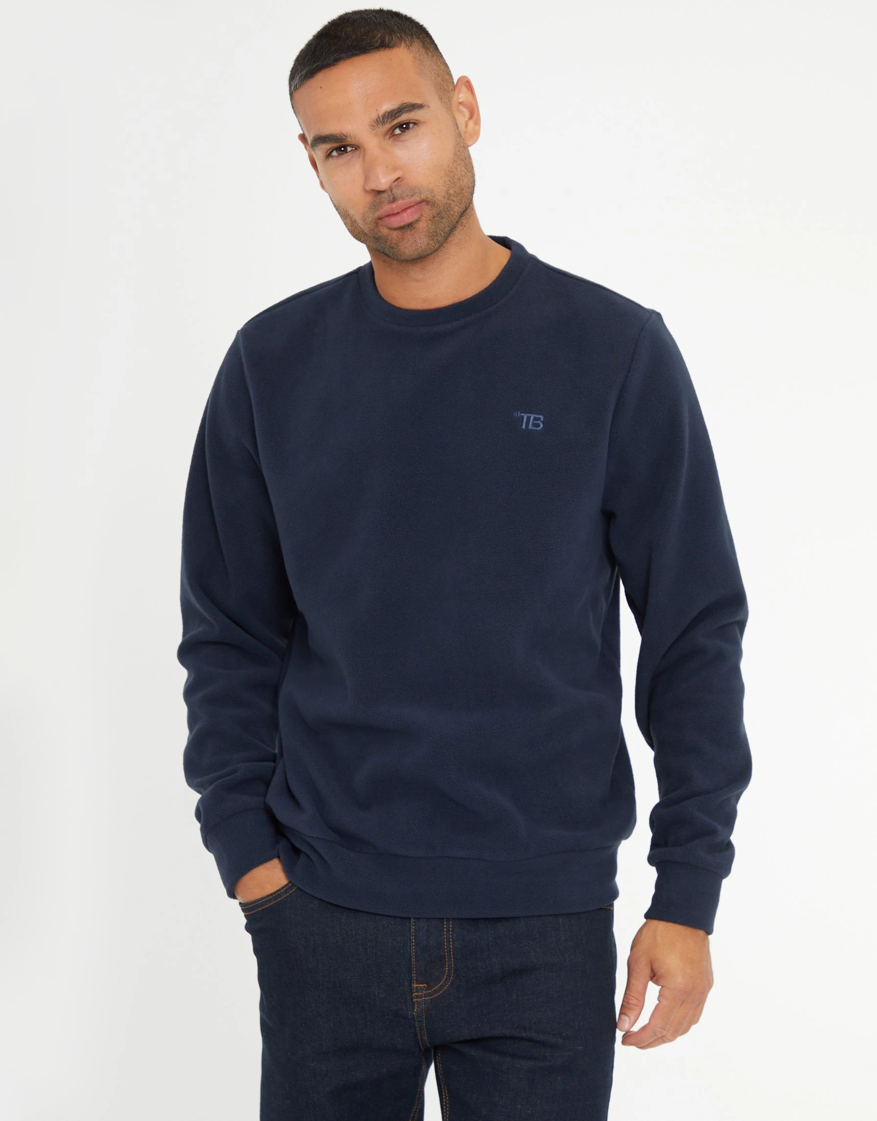 Men's Navy Microfleece Crew Neck Sweatshirt