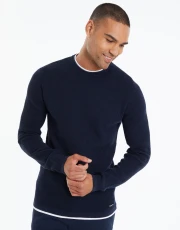 Mens Navy Mock Tee Crew Neck Jumper