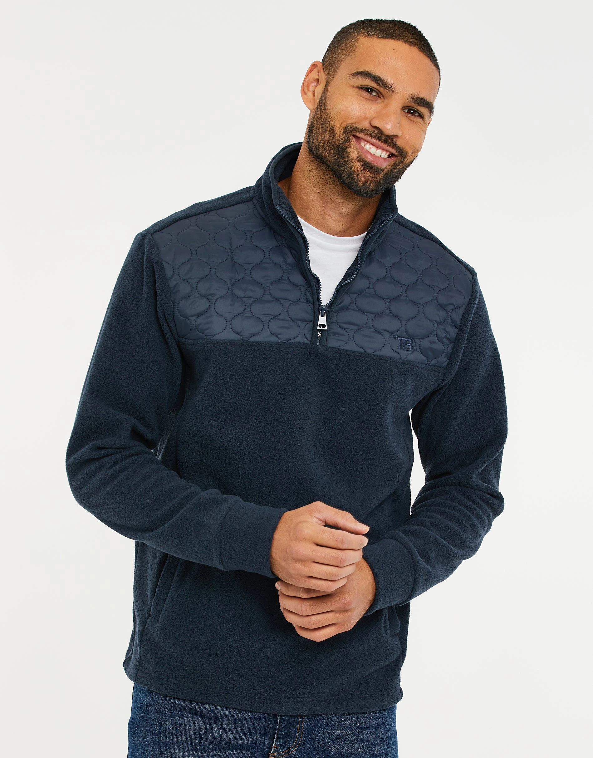 Men's Navy Onion Quilted Quarter Zip Fleece