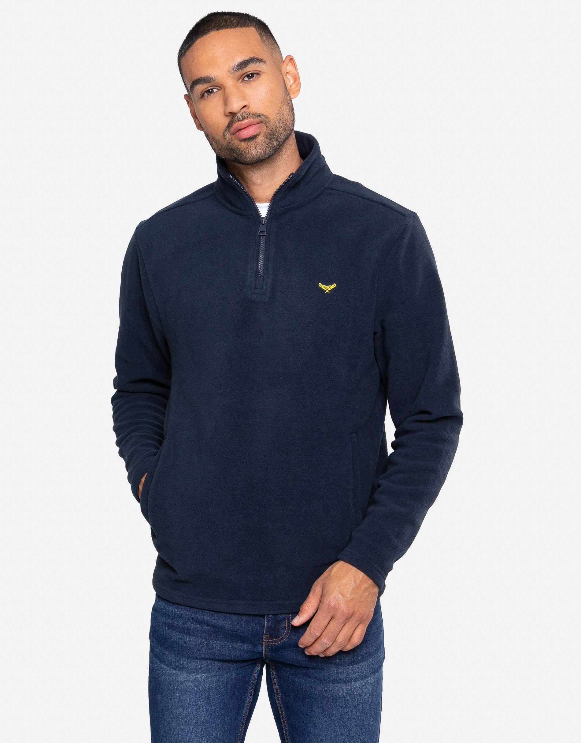 Men's Navy Quarter Zip Fleece Sweatshirt