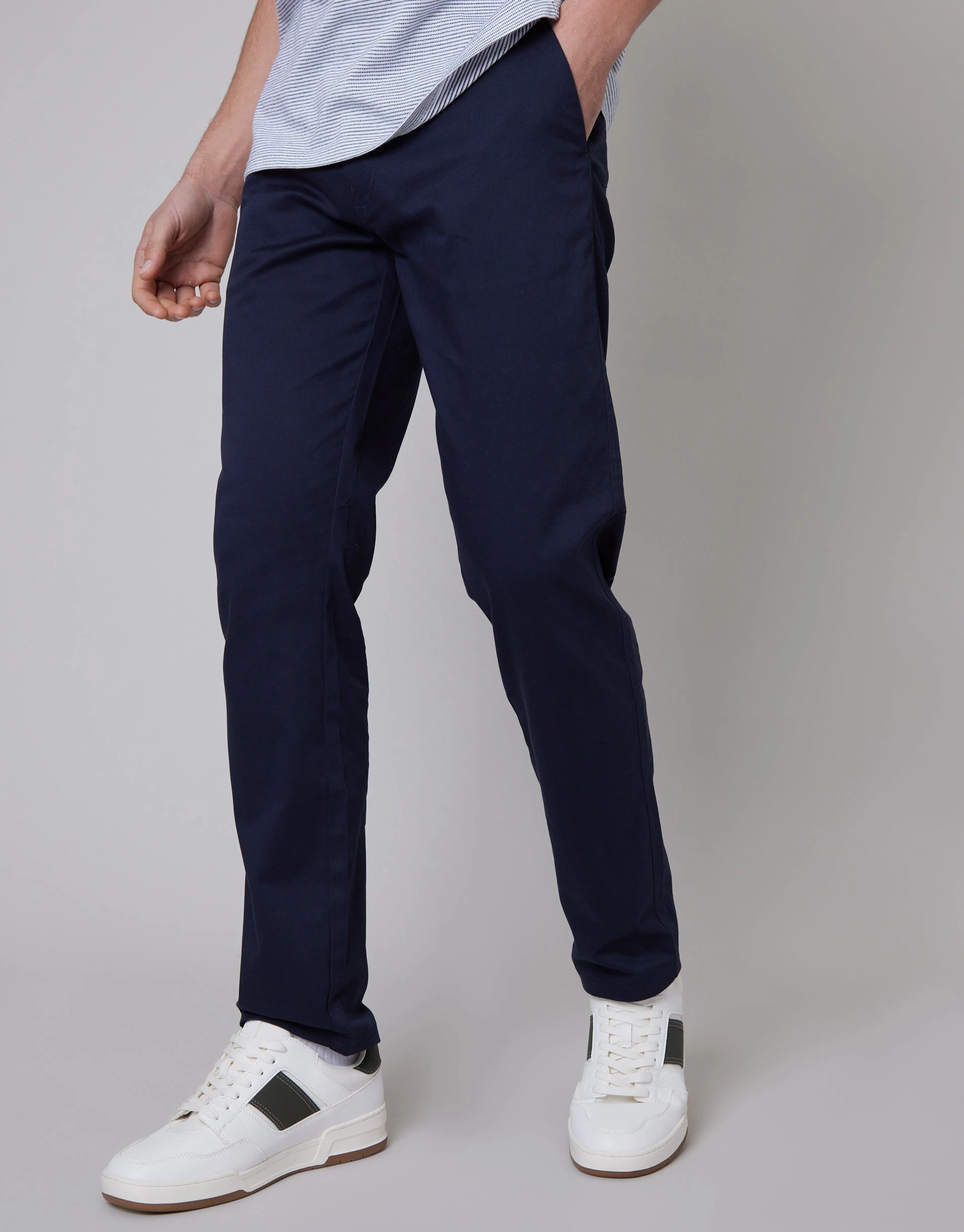 Men's Navy Regular Fit Chino Trousers