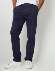 Men's Navy Straight Leg Stretch Canvas Trousers