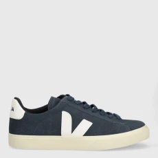 Mens Navy Suede Campo Trainer - White
