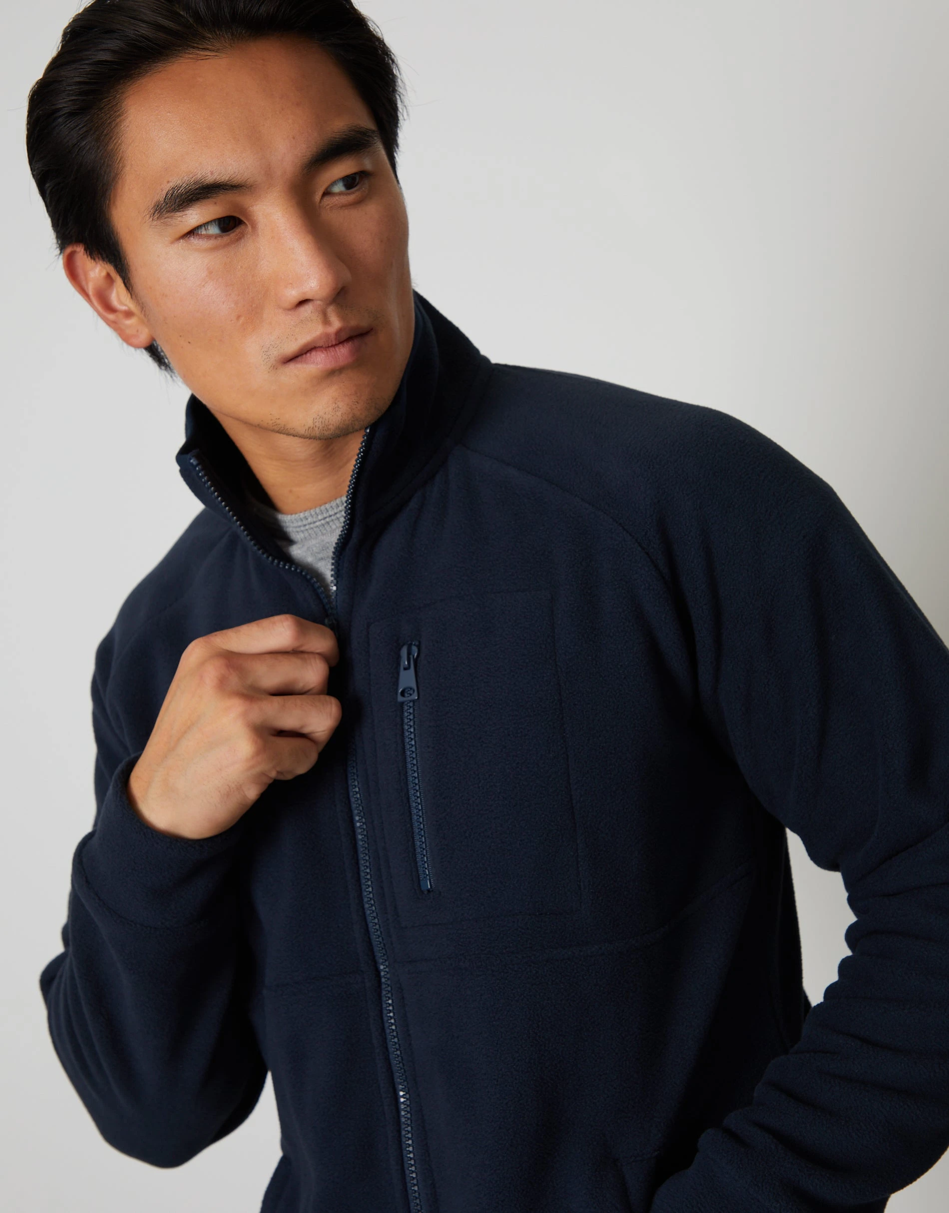 Men's Navy Technical Zip Up Fleece